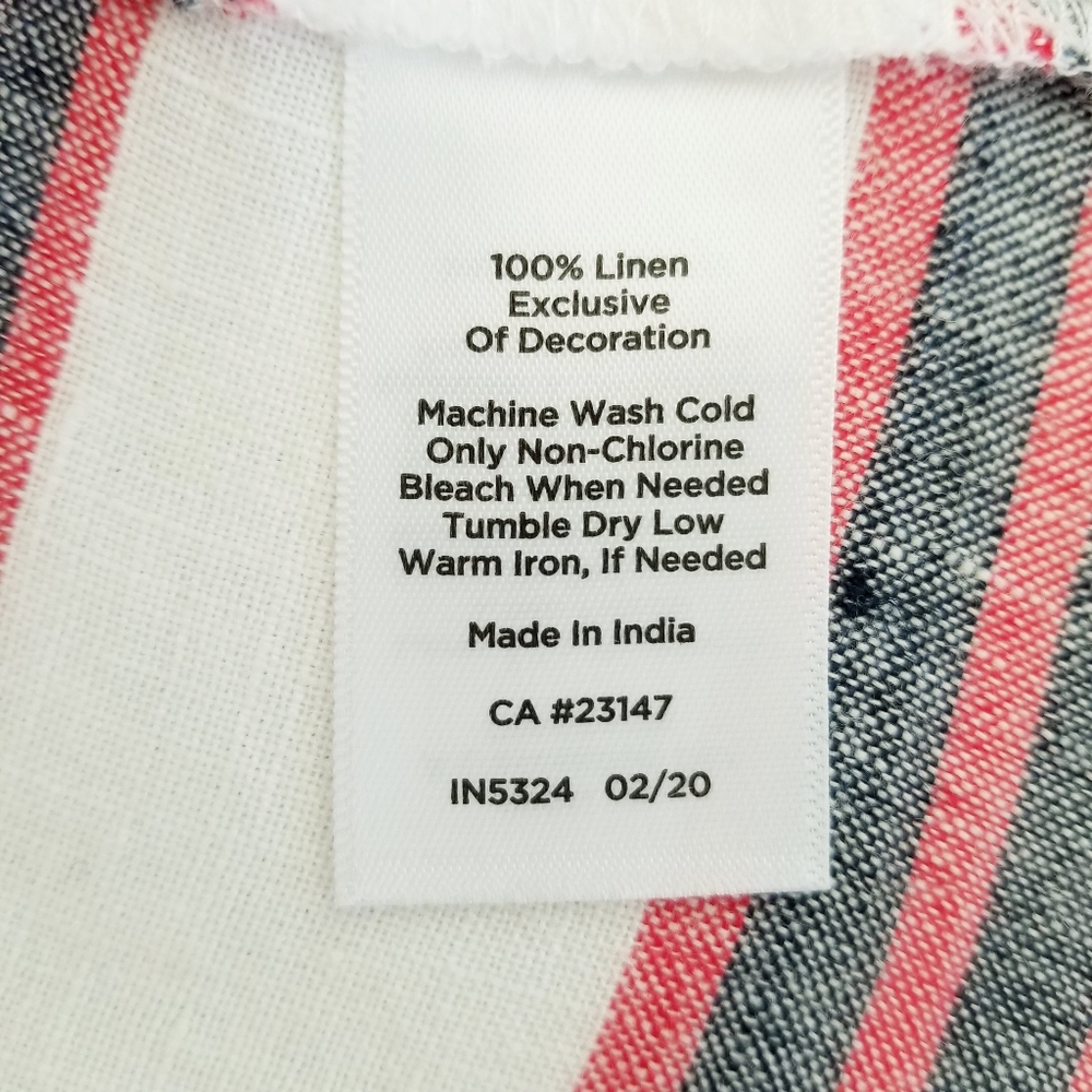 Talbots White Stripe 100% Linen Flutter Sleeve Sm… - image 5